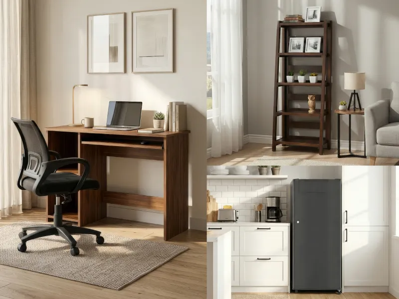 Rio study Table With Office Chair, Hugo Bookshelf And Single Door Fridge